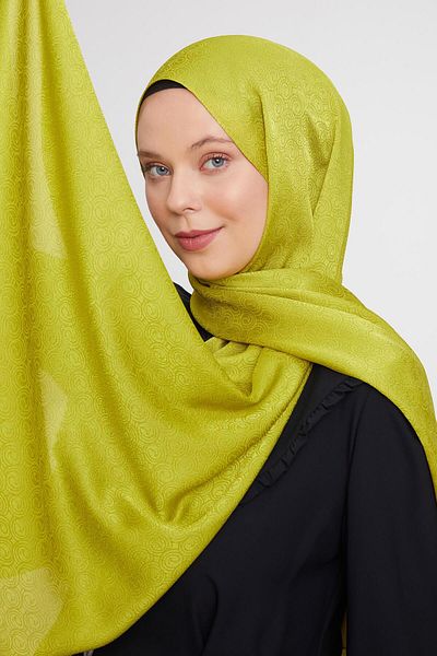 Levidor Lime Round Pattern Jacquard Janjan Shawl