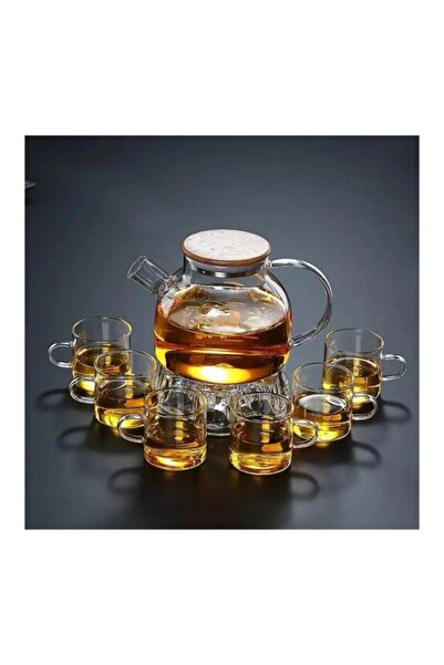 PANJI إبريق شاي زجاجي مقاوم للحرارة سعة 1000 مل مع مصفاة - 6 أكواب من البورسل...