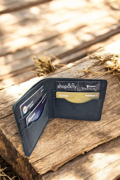 Leather Cy Eternal Classic Siyah Hakiki Deri Erkek Cüzdan Isim Yazma Dahil Gerçek Deri El Yapımı Cüzdan