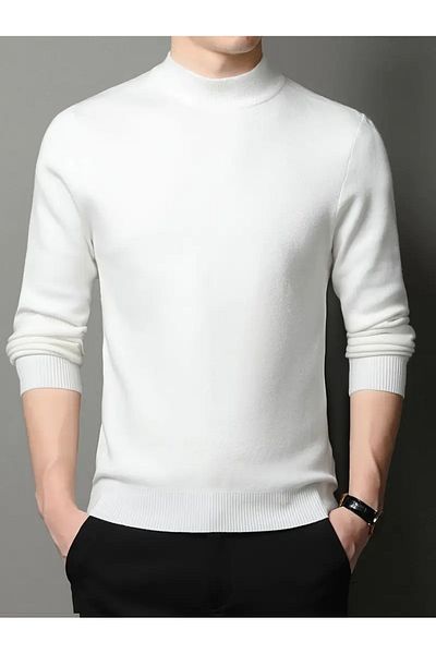 NO4 Half-Necked Textured Knitting Sweater