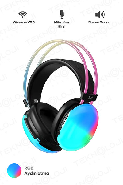 Teknoloji Gelsin Kablosuz Oyuncu Kulaklığı 7.1 Full Rgb Işıklı Stereo Profesy...