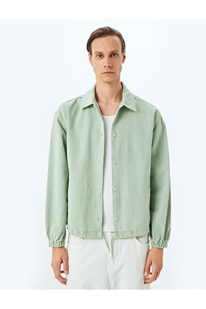 Koton Cotton Denim Jacket with Snap Button Pocket Detail
