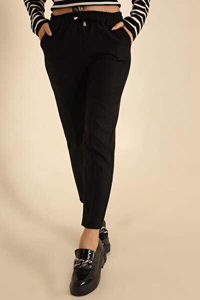 Lumora Beli lastikli Cepli Pamuklu Kumaş Havuç Kesim Pantolon