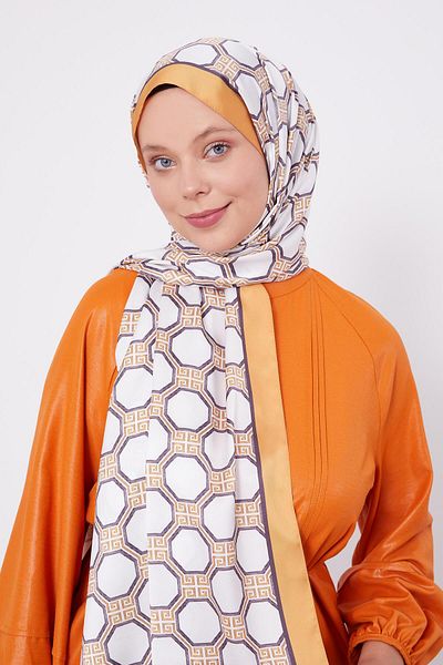 Levidor Mustard Hexagon Pattern Angel Shawl