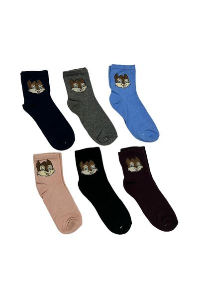 Pijamarket 6 чифта дамски чорапи от пениран памук с шарка на катерица