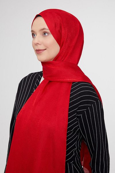 Levidor Red Hologram Pattern Jacquard Janjan Shawl