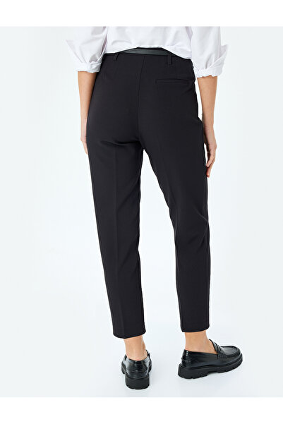Koton Yüksek Bel Bol Kesim Siyah Melanj Kadın Pantolon 5SAK40031UW