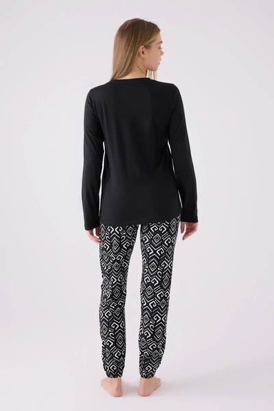Pierre Cardin PİERRE CARDİN LİSANSLI BİSİKLET YAKA UZUN KOLLU KADIN PİJAMA TAKIM