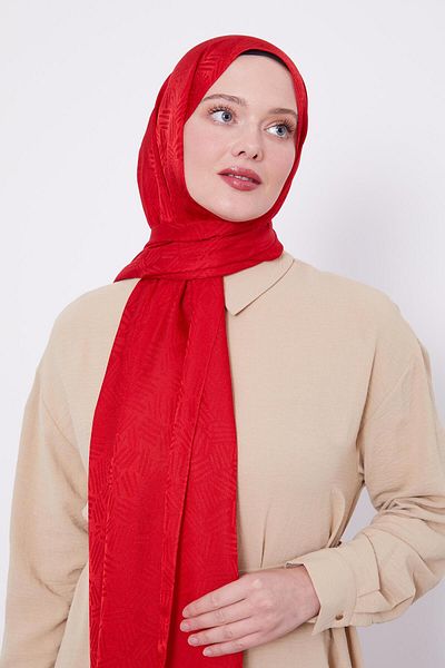 Levidor Red Bar Pattern Jacquard Janjan Shawl