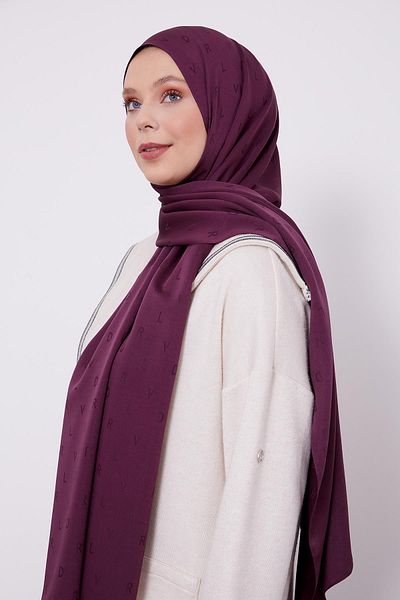 Levidor Plum Lvd Printed Blue Jacquard Shawl