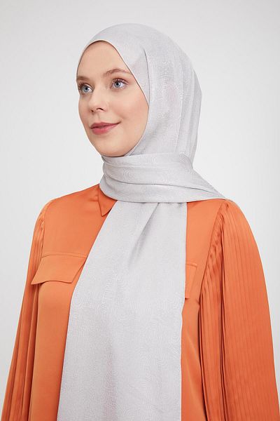 Levidor Gray Hologram Pattern Jacquard Janjan Shawl