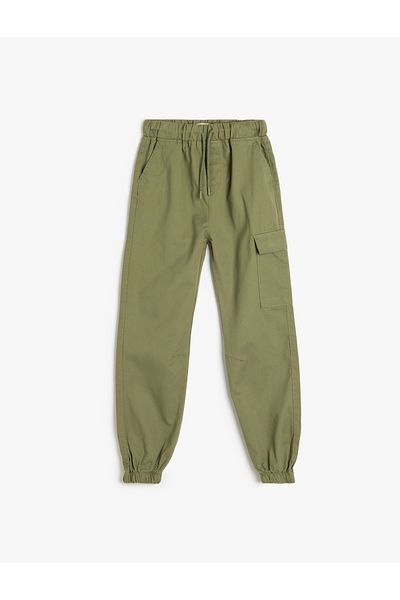 Koton Cotton Jogger Cargo Pants - Elastic Waist and Pocket Detail