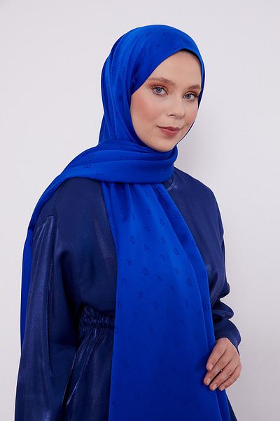 Levidor Saks Lvd Printed Blue Jacquard Shawl