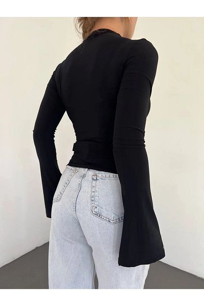 World Fashion Trends Wft5067B Gathered Spanish Sleeve Blouse