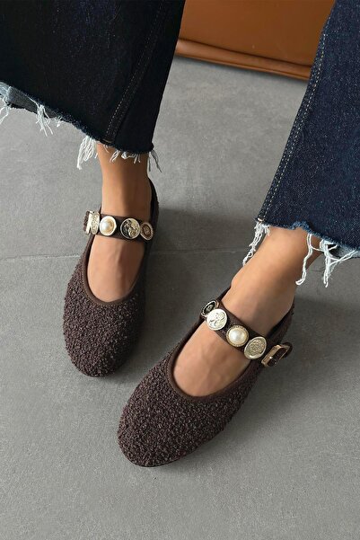 STRASWANS Leonardo Women - Linen Ballerina Accessory Detail, Brown