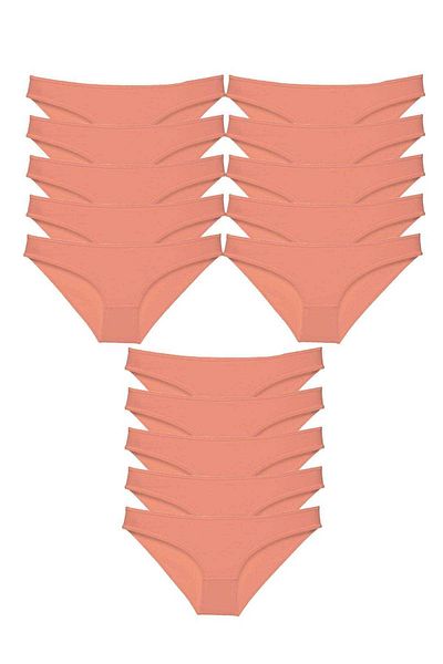 Easy Tedarik 15 Pieces Super Eco Set Lycra Women's Slip Panties Powder
