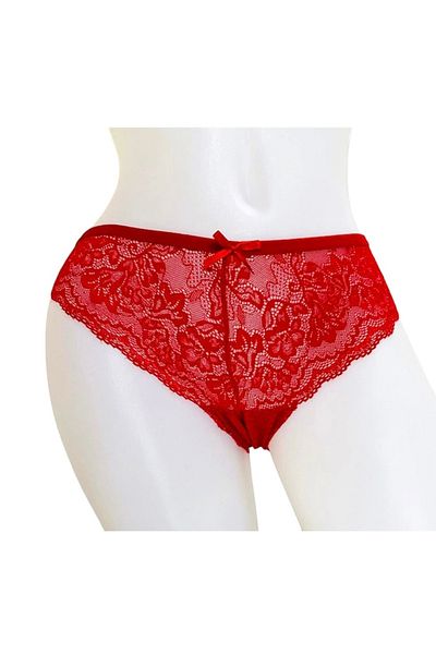 MİSS ELİZZA Red Lace Panties - 3 Pieces Full Set