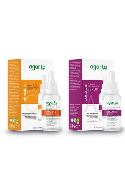 Agarta Brightening Firming and Revitalizing Care Set (Collagen Serum Vitamin C Serum)