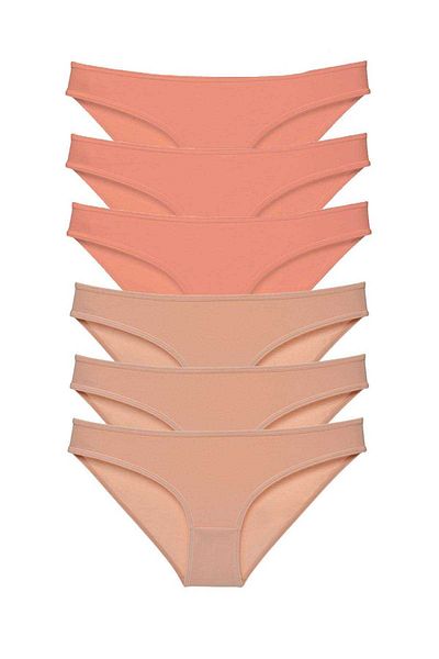 Easy Tedarik 6 Pieces Super Eco Set Lycra Women's Slip Panties Powder Skin