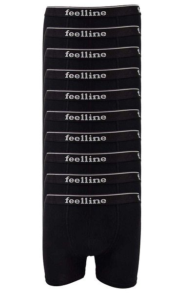 Easy Tedarik 10 pieces of Feelline Black Cotton Natural Lycra Men's Boxers