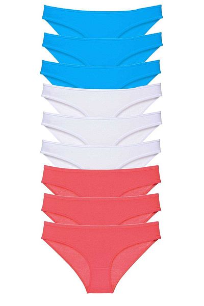 Easy Tedarik 9 Pieces Super Eco Set Lycra Women's Slip Panties Fuchsia White Blue