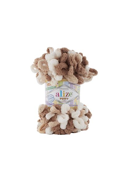 Alize 5 Pieces Puffy Color 6398 - Hand Knitted Baby Slippers Cardigan Lanyard