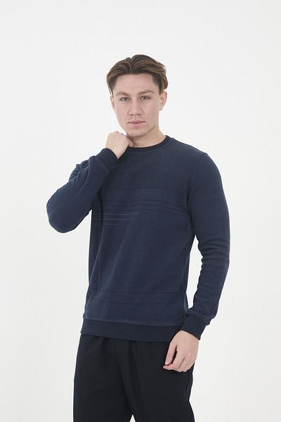 Maccali Hanorac pentru bărbați LuxeCore Crew Neck Comfort Basic Blue