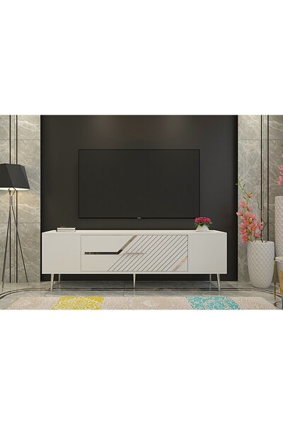 DEMONTE DECOR DEKOLP5DD TV SEHPASI BEYAZ-GÜMÜŞ