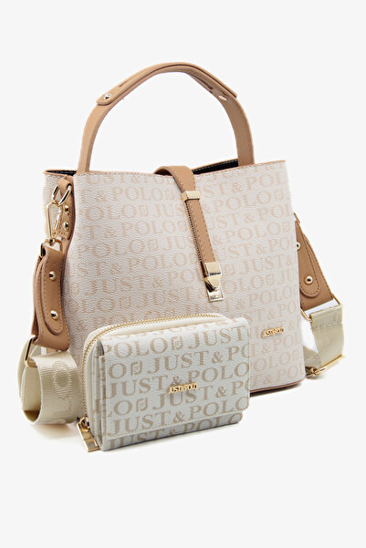 Just Polo Kadın Yeni Sezon Krem Taba Çanta Ve Cüzdan Seti