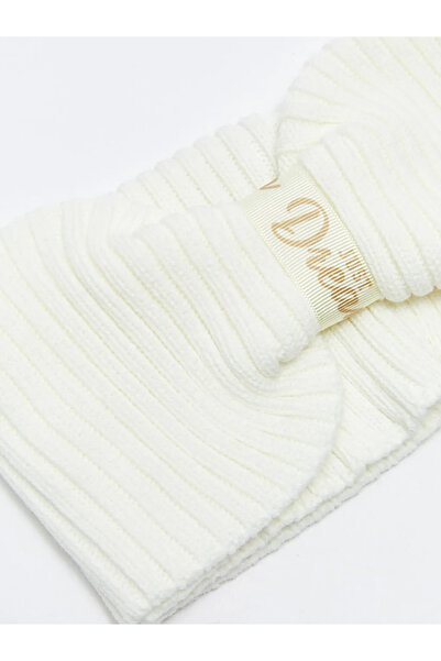 LC Waikiki LCW ACCESSORIES Ekru Yazı Nakışlı Kız Çocuk Bere ve Boyunluk