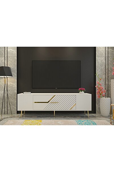 DEMONTE DECOR DEKOLP5DD TV SEHPASI BEYAZ-ALTIN