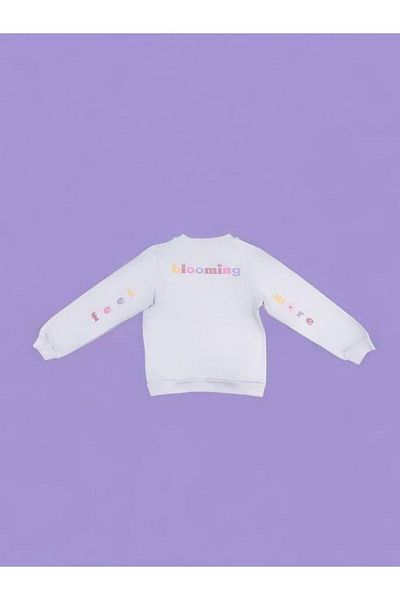 Zekids Girl's Floral Patterned Cotton Sweatshirt