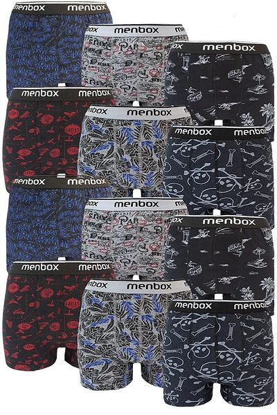 Easy Tedarik 12 Pieces Lycra Men's Boxers Mixed Patterned Cotton