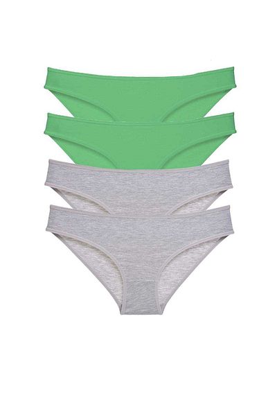 Easy Tedarik 4 Pieces Super Eco Set Lycra Women's Slip Panties Green Gray
