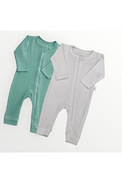 greenmoss %100 Pamuk Gofre Kumaş 2’li Bebek Tulum
