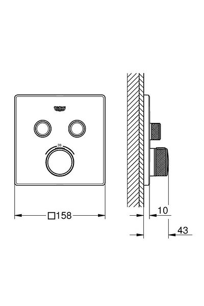 Grohe Smartcontrol Double Valve Flow Control, Built-In Thermostatic Shower Faucet - 29124Gn0