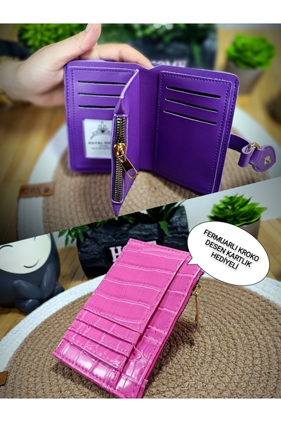 R SHOP Genç Kız Kadın Damla Tokalı Yumuşak Deri Patlı Cüzdan