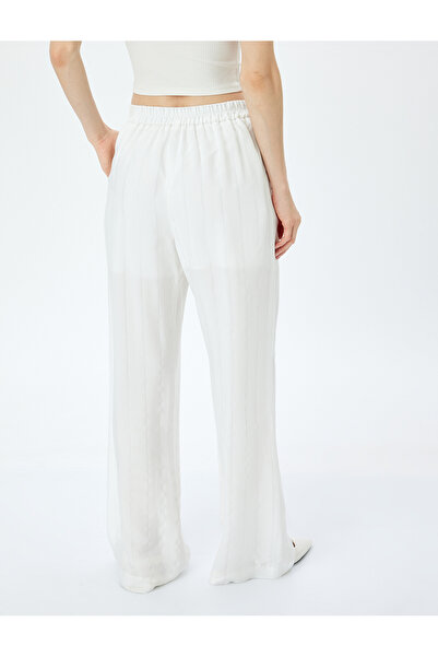 Koton Yarım Astarlı Pile Detaylı Viskon Palazzo Pantolon