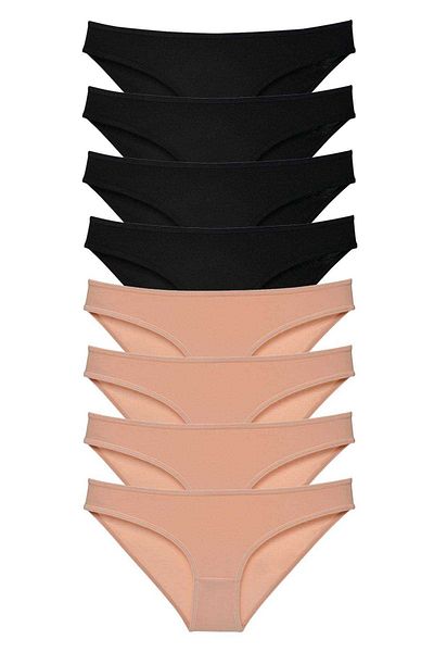 Easy Tedarik 8 Pieces Super Eco Set Lycra Women's Slip Panties Black Skin