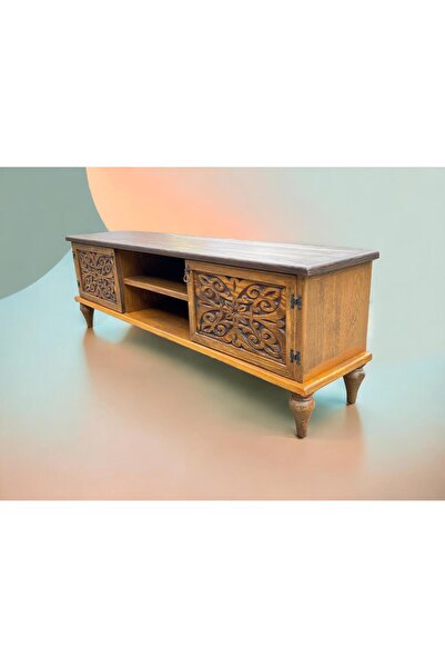 BozYapıDekorasyon 159*35*44 Woodshape Doğal Ahşap Tv Ünitesi