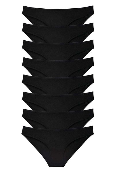 Easy Tedarik 8 Pieces Super Eco Set Lycra Women's Slip Panties Black
