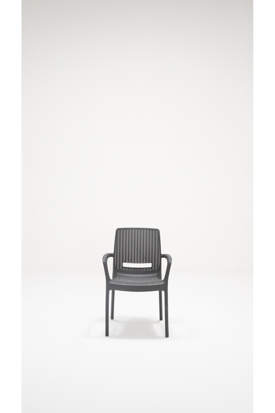 MOBETTO 4 Adet Rattan Lüx Antrasit Sandalye / Balkon