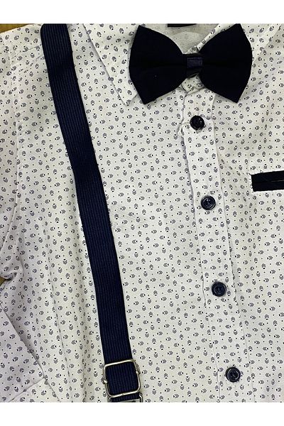 skycott Boy's Pamyul Shirt Pants Suspender Taki Navy Blue Dress