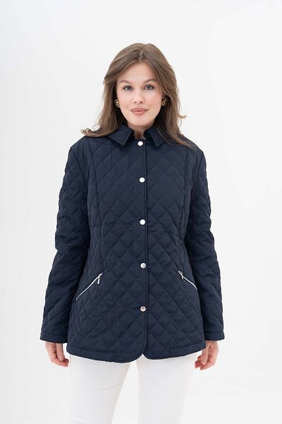 Butik Women's Plus Size Pocket Zippered Lined Quilted Seasonal Coat - Tight Fit