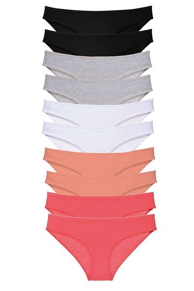 Easy Tedarik 10 Pieces Super Eco Set Lycra Women's Slip Panties Black Gray White Powder Fuchsia