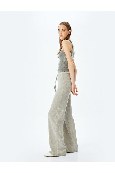 Koton Tie Waist Comfortable Fit Wide Leg Trousers Wrap