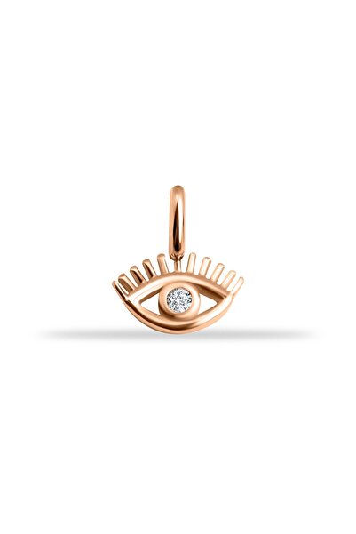 Dianora Piercing 14 Ayar Altın Taşlı Göz Motifli Minimal Charm
