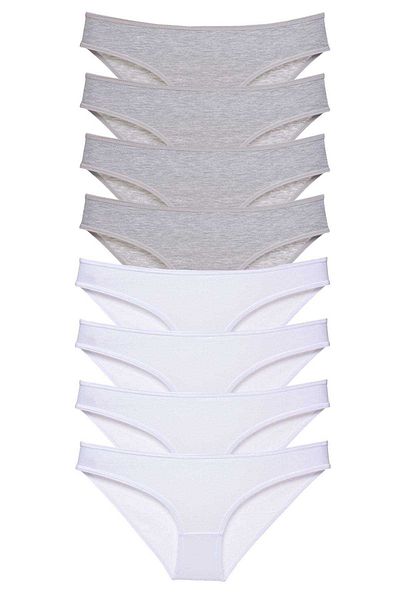 Easy Tedarik 8 Pieces Super Eco Set Lycra Women's Slip Panties Gray White