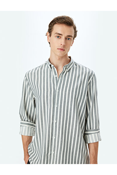 Koton Прилепнала риза с дълги ръкави и яка с копчета