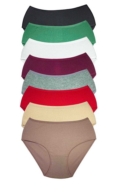 Easy Tedarik 8 Pieces Women's High Waist Ribbed Bato Panties S009